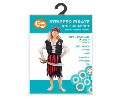 GoDan, Pasiasta Piratka, strój dla dzieci, rozmiar 110/120 cm