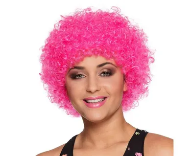 Godan, peruka afro, różowa