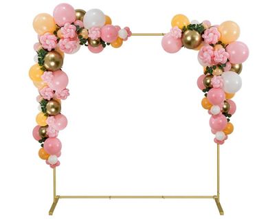 Godan, stelaż do dekoracji balonowej, kwadratowy, złoty, 210-210 cm