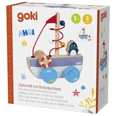 Goki, Statek Ahoy, zabawka do ciągnięcia z labiryntem koralikowym