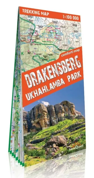 Góry Smocze. Park Ukhahlamba (Drakensberg, Ukhahlamba Park). Laminowana mapa trekkingowa 1:100 000