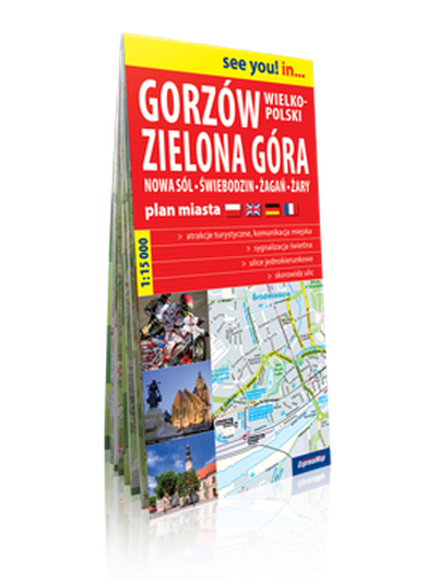 Gorzów Wielkopolski, Zielona Góra, Nowa Sól, Świebodzin, Żagań, Żary. Papierowy plan miasta 1:15 000