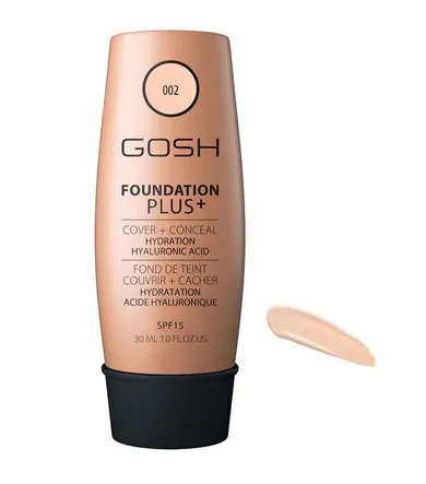 Gosh, Foundation Plus+, kryjąco-korygujący podkład do twarzy, 002 Ivory, 30 ml