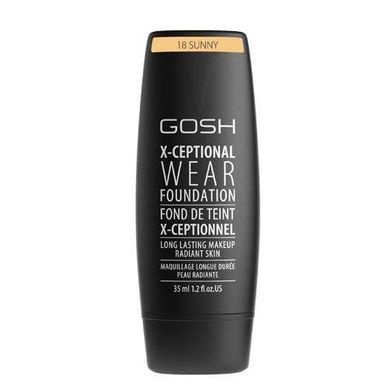 Gosh, X-Ceptional Wear Foundation Long Lasting Makeup, długotrwały podkład do twarzy, 18 Sunny, 35 ml