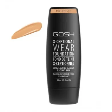 Gosh, X-Ceptional Wear Foundation Long Lasting Makeup, długotrwały podkład do twarzy, 19 Chestnut, 35 ml