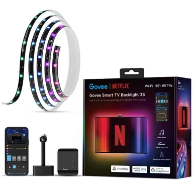 Govee, Envisual TV Backlight Netflix Co-branding Version, taśma LED, podświetlenie dla TV 55-65 cali, RGBIC, Wi-Fi+Bluetooth, H6098