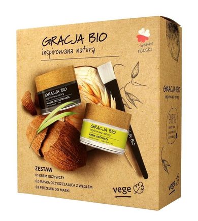 Gracja Bio, zestaw prezentowy, maska do twarzy, 50 ml + krem na dzień i noc, 50 ml + pędzel