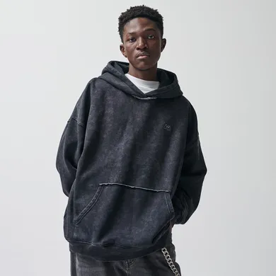 Grafitowa bluza z kapturem unisex o kroju oversize NOWEAR