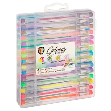 Grafix, długopisy żelowe w walizce, 30 kolorów