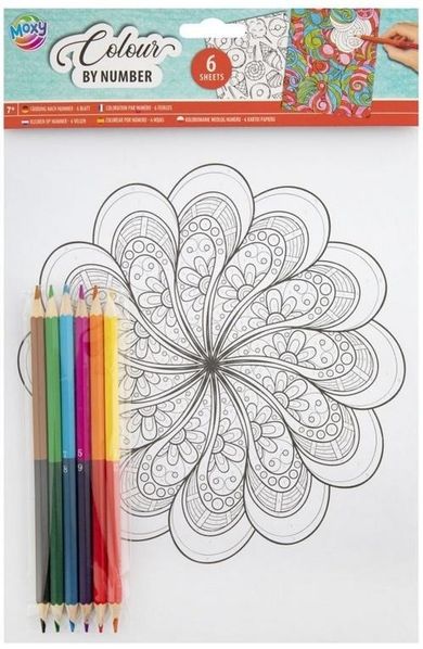 Grafix, kolorowanie po numerach + kredki, Mandala