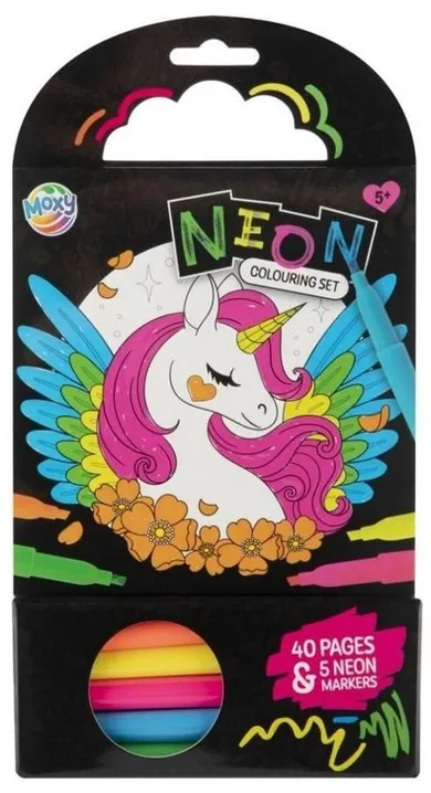 Grafix, kolorowanka + 5 neonowych markerów, jednorożec