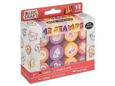 Grafix, zestaw stempli samotuszujących, różowy, 12 szt.