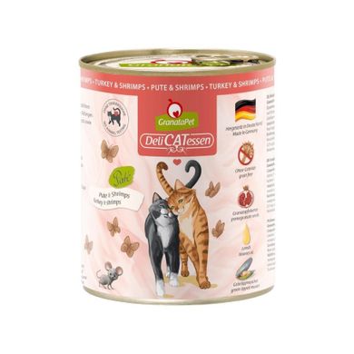 GranataPet, DeliCatessen, indyk i krewetki, karma mokra dla kota, 800g