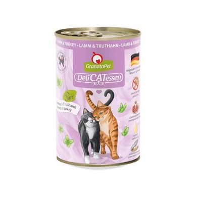 GranataPet, DeliCatessen, jagnięcina i indyk mokra, karma dla kota, 400g