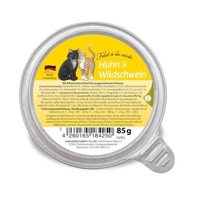 GranataPet, Filet a la carte, kurczak z dzikiem, karma mokra dla kota, 85g