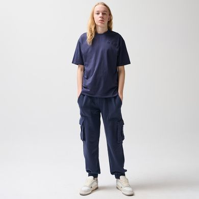 Granatowy t-shirt z bawełny czesanej oversize NOWEAR