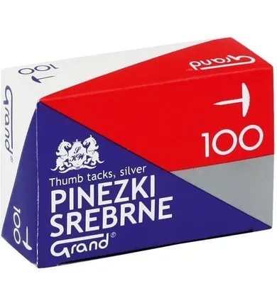 Grand, pinezki, srebrne, 100 szt.