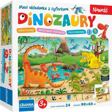 Granna, Dinozaury, maxi puzzle z dziurką, 24 elementy