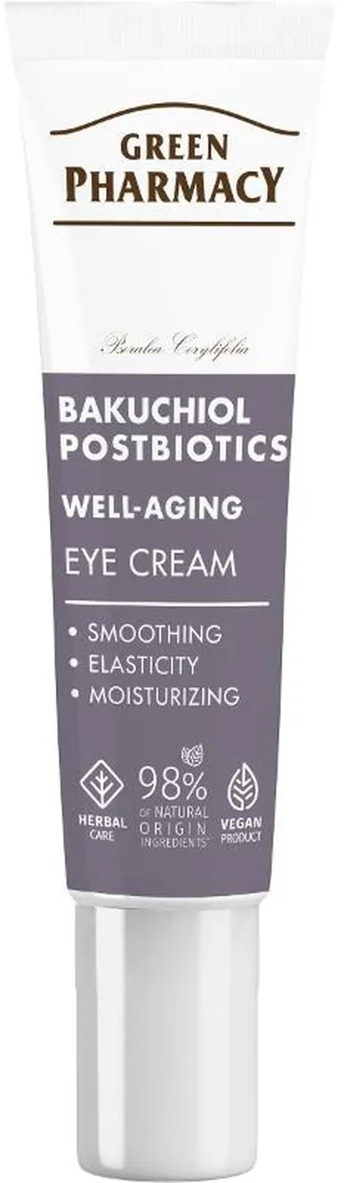 Green Pharmacy, Bakuchiol & Postbiotics, przeciwstarzeniowy krem pod oczy, 15 ml