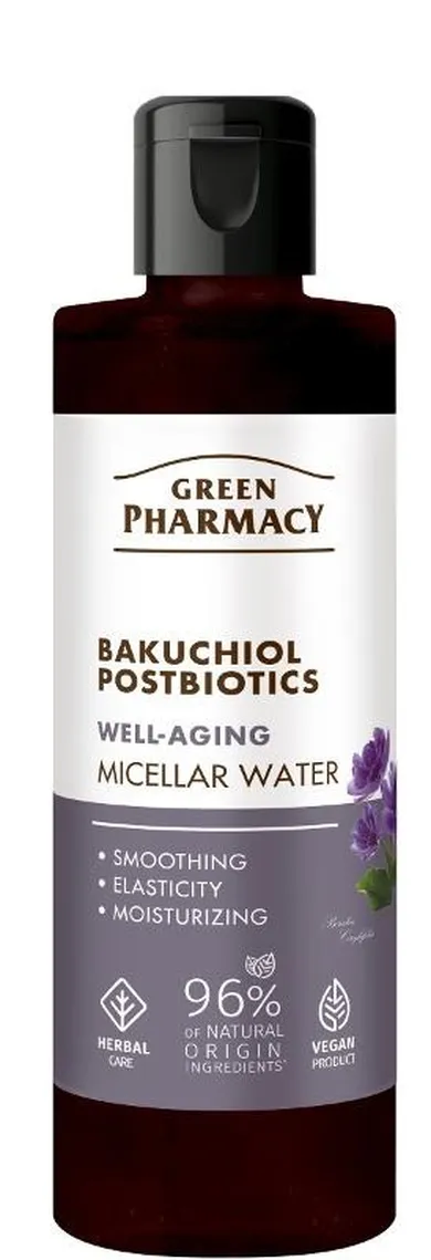 Green Pharmacy, Bakuchiol + Postbiotyki, przeciwstarzeniowa woda micelarna, 200 ml