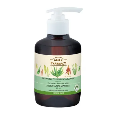 Green Pharmacy, Gentle Facial Wash Gel, żel do mycia twarzy, dla suchej i wrażliwej skóry, Aloes, 270 ml