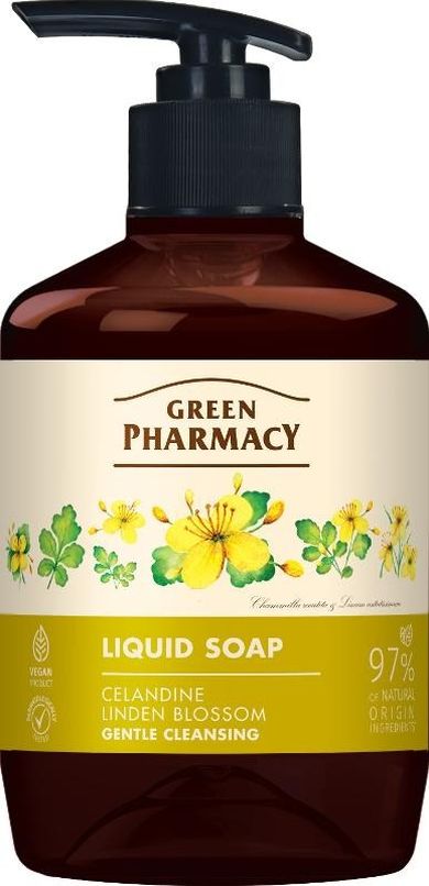 Green Pharmacy, mydło w płynie jaskółcze ziele + lipa, 460 ml