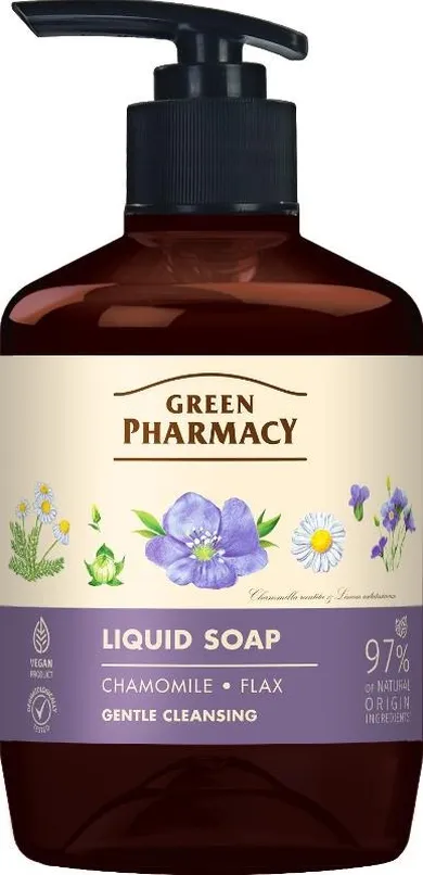 Green Pharmacy, mydło w płynie rumianek + olej lniany, 460 ml