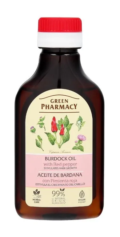 Green Pharmacy, olejek łopianowy z czerwoną papryką do skóry głowy, 100 ml