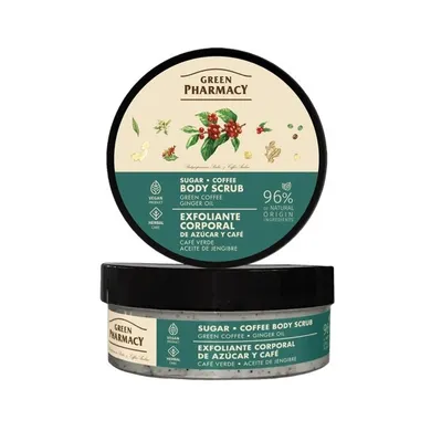 Green Pharmacy, peeling cukrowo-kawowy do ciała, zielona kawa i olejek imbirowy, 200 ml