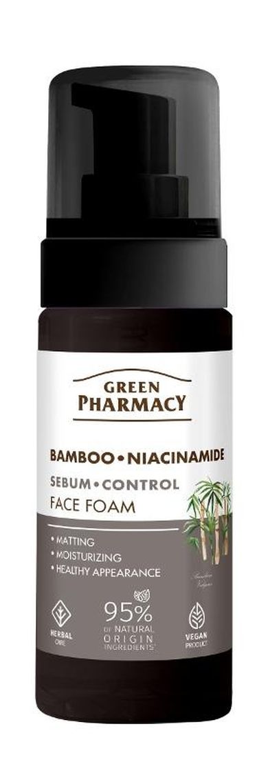 Green Pharmacy, pianka do mycia twarzy, bambus + niacynamid, 150 ml