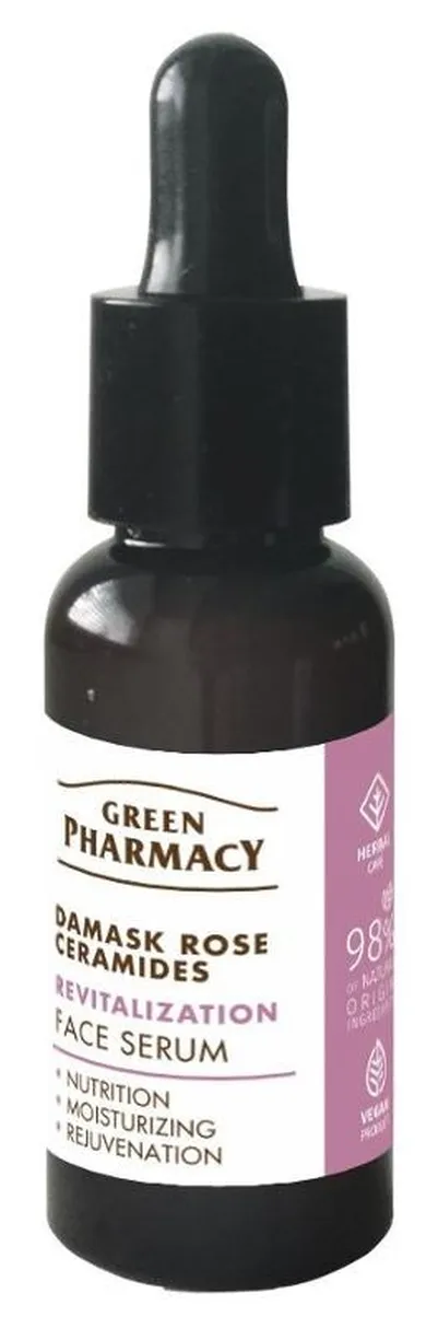 Green Pharmacy, róża damasceńska + ceramidy rewitalizujący serum do twarzy, 30 ml