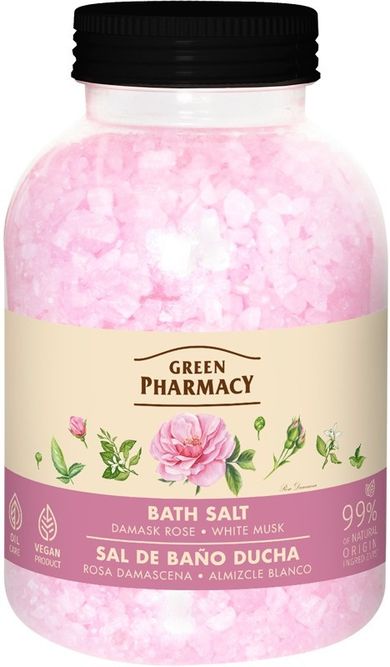 Green Pharmacy, sól do kąpieli róża damasceńska i białe piżmo, 1000 g