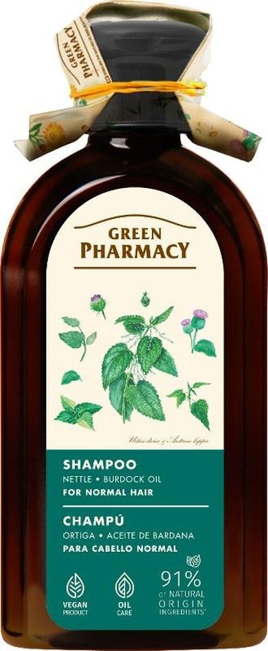 Green Pharmacy, szampon do włosów normalnych, pokrzywa i olej łopianowy, 350 ml