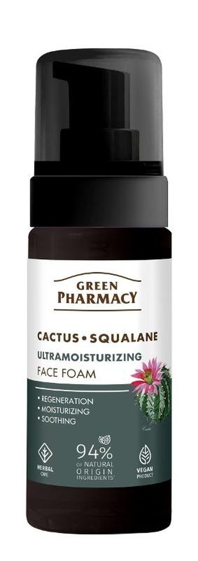Green Pharmacy, ultranawilżająca pianka do mycia twarzy, kaktus + skwalan, 150 ml