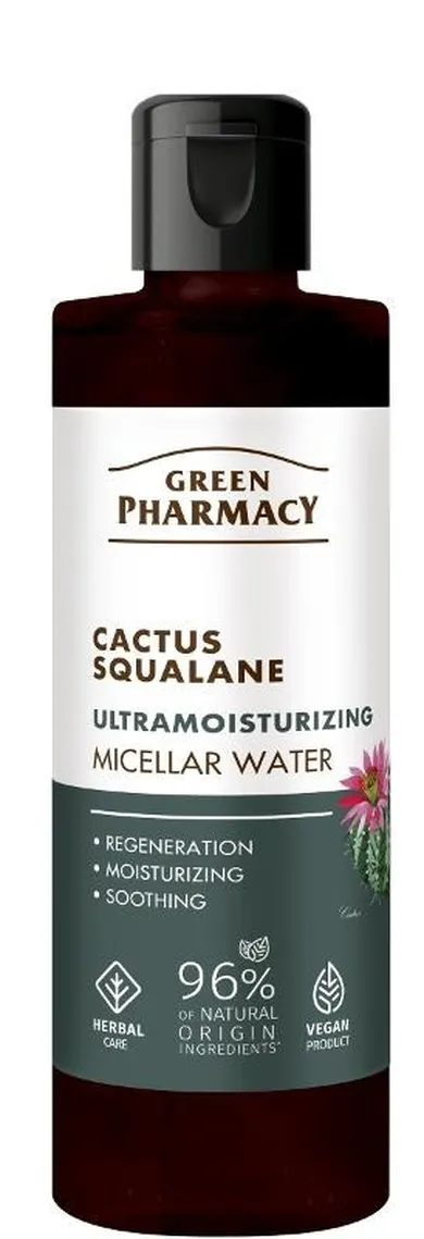 Green Pharmacy, ultranawilżająca woda micelarna do twarzy, kaktus + skwalan, 200 ml