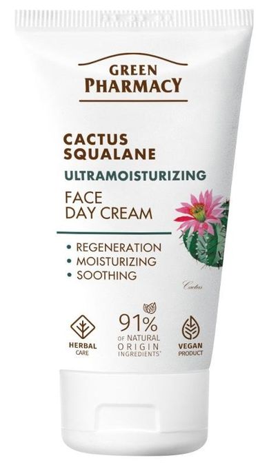 Green Pharmacy, ultranawilżający krem na dzień, kaktus + skwalan, 50 ml