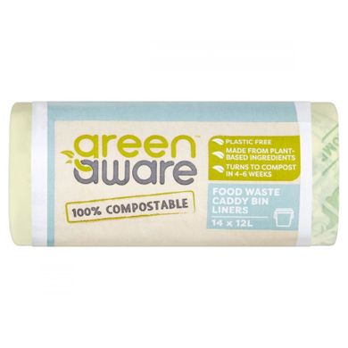 GreenAware, kompostowalne worki na odpady spożywcze, 12 l, 14 szt.