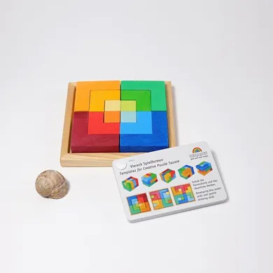 Grimm's, Kwadrat kreatywności, drewniana układanka, kolorowa, 3+