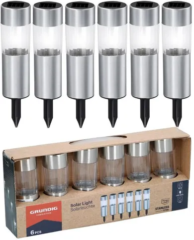 Grundig, lampa solarna, inox, 4,5-15 cm, 6 szt.