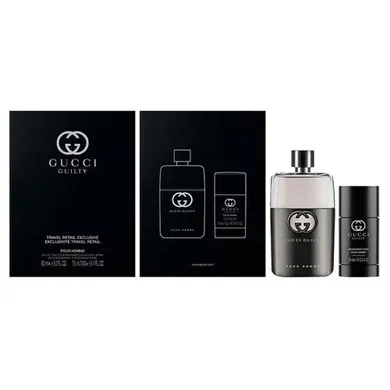 Gucci, Guilty Pour Homme, zestaw: woda toaletowa, spray, 90 ml + dezodorant, sztyft, 75 ml