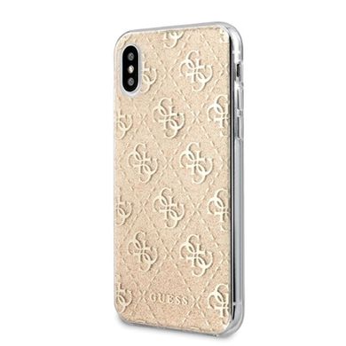 Guess, etui ochronne Hard Case 4G Glitter do iPhone X/ iPhone XS GUHCPXPCU4GLGO, złote