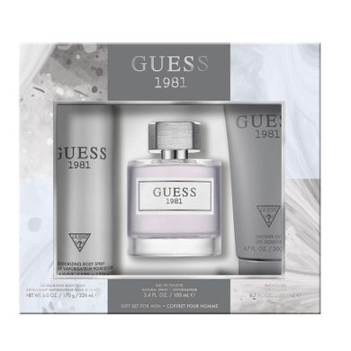 Guess, Guess 1981, zestaw: woda toaletowa, spray, 100 ml + dezodorant, spray, 226 ml + żel pod prysznic, 200 ml