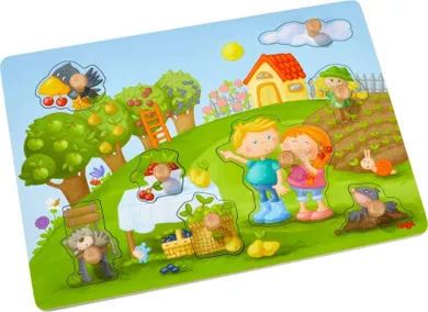 Haba, W ogrodzie, puzzle z rączką, 8 elementów