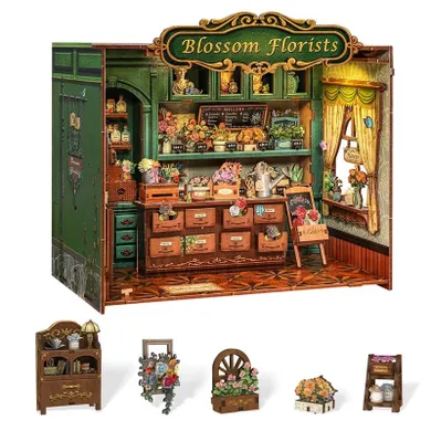 Habarri, Book Nook, Miniaturowy domek, Kwiaciarnia marzeń, puzzle 3D, 265 elementów