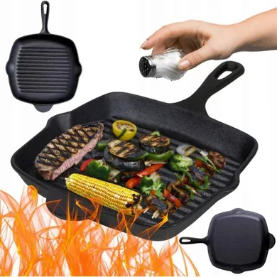 Hage, patelnia żeliwna, grillowa, na indukcję, 26 cm