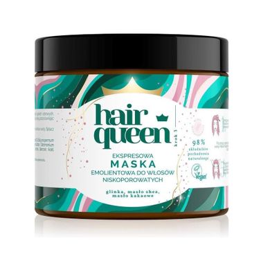 Hair Queen, Ekspresowa maska emolientowa do włosów niskoporowatych, 400 ml