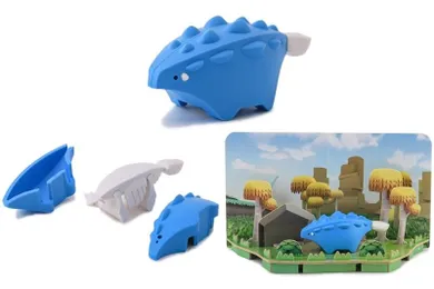 HalfToys, magnetyczna figurka do składania z makietą, Dinozaur Ankylozaur, 5 elementów