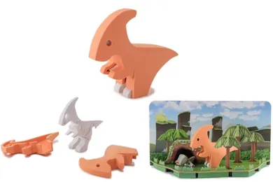 HalfToys, magnetyczna figurka do składania z makietą, Dinozaur Parazaurolof, 7 elementów