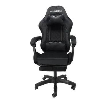 HaloFuture, fotel gamingowy, z podnóżkiem, czarny