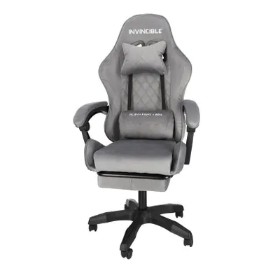 HaloFuture, fotel gamingowy, z podnóżkiem, szary